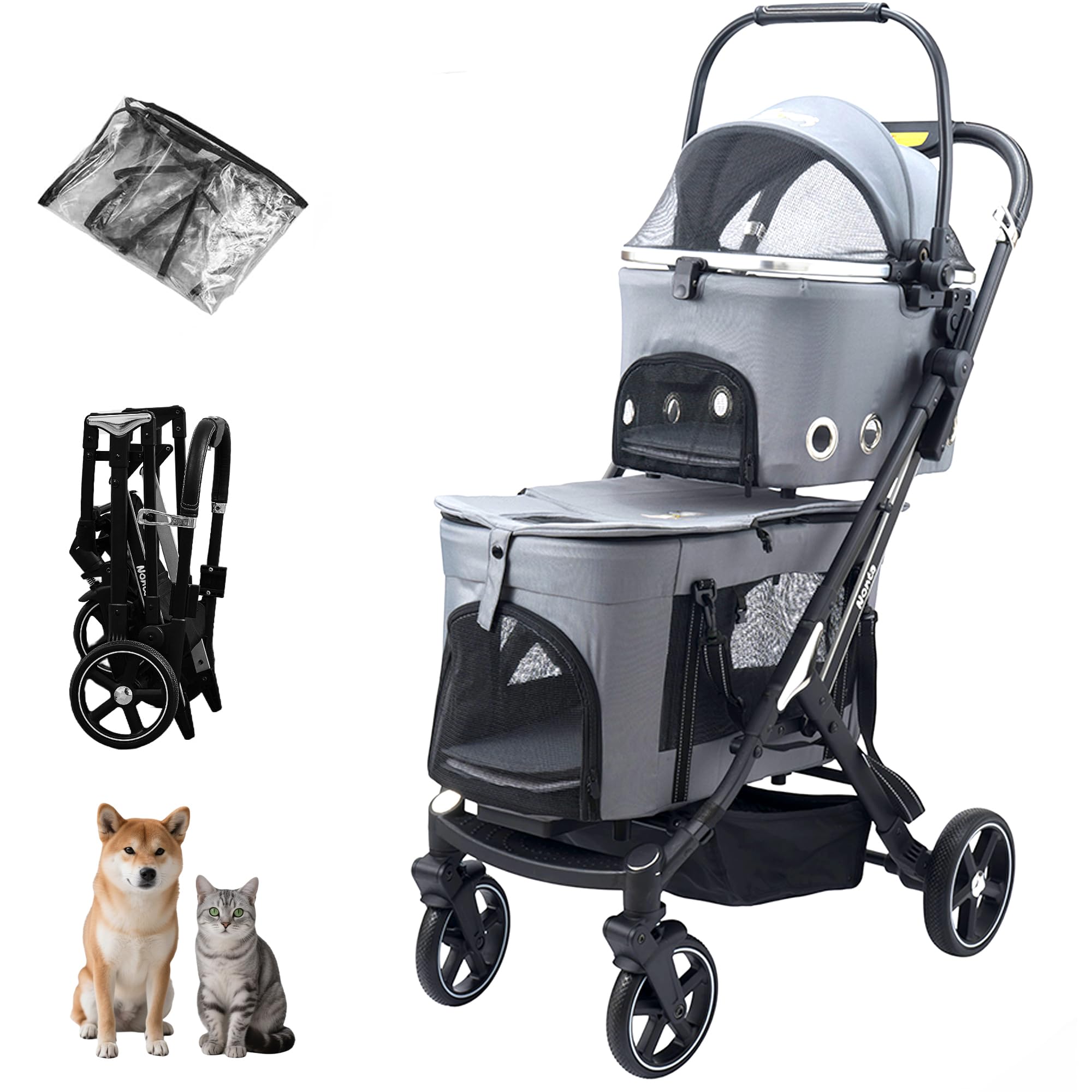 Amazon.co.jp: 【日本企業】Nonta 最新自立型 二段式ペットカート 犬